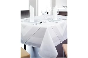 ‎TEXPOT texpot Damast Tischdecke 110 x 160 cm Farbe weiß Atlaskante bei 95°C waschbar 100% Baumwolle