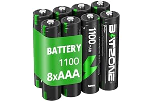 ZEPATH 8 x AAA Rechargeable Batteries, Ni-MH 1100mAh High Capacity Battery
