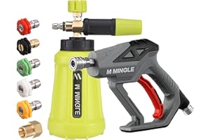 ‎M MINGLE M MINGLE Pressure Washer Gun with Foam Lance Set, 276 Bar (4000 PSI), Foam Blaster with 1 Litre Cannon, 5 Nozzles, 1/4 Inch Quick Coupling for Car Wash