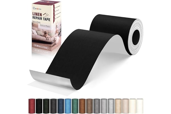 Patch de Réparation en Tissu de Lin, Cahomo 10x200 cm Tissu Autocollant Reparation, kit patch autocollant textile, pour Canapé en Lin, Oreiller, Chaise, Tête de Lit - Noir