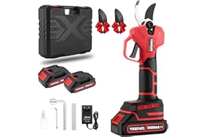 TEENO Tijeras de Podar Electricas Inalámbricas,Motor sin Escobillas,2 * 2000mAh Batería, Tijera para Jardinería Podadora Adecuada para Jardines, Ramas,Huertos