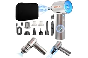 Pejevir 2 in 1 Soffiatore di Polvere Elettrico e Aspirapolvere Portatile, 15KPa 200000RPM Motore senza Spazzole, Ricaricabile Type-C, Spolverino ad Aria Compressa per Computer Tastiera Auto