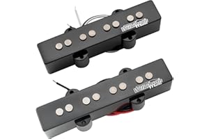 MUSICLILY Wilkinson M-series WOJB Variable Gauss Alnico 5 Jazz Bass Neck and Bridge Pickups Set for 4-string JB Style Electric Bass, Black