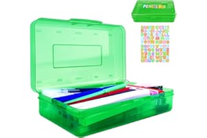 NIEITRK Rangement Feutre,Boîte À Crayons Couleur Avec Autocollant Translucide Empilable Plastique,Boite Transparente,Rangement Feutre Organisateur,Rangement Crayon Enfant,Fourniture Bureau,Vert