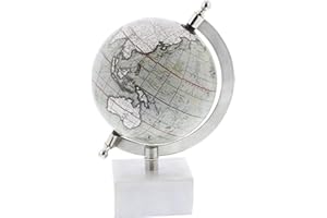 Deco 79 Globe, Marble, White, 6" L x 5" W x 9" H