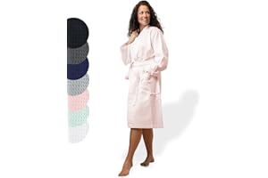 SIEGENTHAL® Damen Bademantel Waffelpique 100% Baumwolle mit Schalkragen Leicht Morgenmantel S bis XL – Leichter Damen Bademantel, Komfortabel, Weich, Ideal für Frühling und Sommer