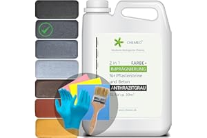 beeco STORE CHEMEO® [5L] 2in1 Anthrazit Farbe + Imprägnierung für Pflastersteine (Betonpflaster) & Beton | Betonfarbe Außen 5L für ca. 30M² | Pflasterstein Imprägnierung und Farbe in ein