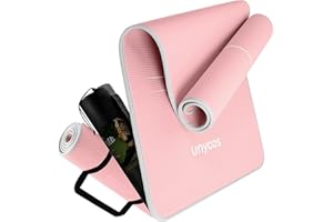 unycos - Esterilla de NBR y Poliéster para Yoga, Pilates y Fitness【E-Book, Correa de Hombro y Bolsa】Colchoneta Antideslizante de Alta Densidad (10/15 mm), Hipoalergénica y Ligera para Deporte en Casa