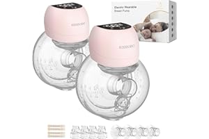 Tiralatte Elettrico Rivoluzionario 202g - KISSBOBO Tiralatte Elettrico Indossabile senza fili con 4 Modalità e 12 Livelli, Comfort Ottimale con Timer 21 mm/24 mm (Rosa/2 Pezzo)