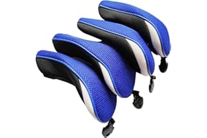 kepoda 4Pcs Golf Hybrid Club Head Cover UT Rescue Covers with Interchangeable Number Tags (Blue)