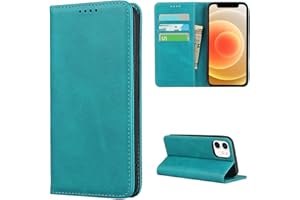 Copmob Schutzhülle für iPhone 12 Mini, Premium Flip Brieftasche aus Leder, [3 Schlitze][Standfunktion] [Magnetverschluss], Schutzhülle für iPhone 12 Mini 5,4 Zoll – Himmelblau