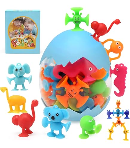 FSWWSF Giocattolo a ventosa 48 pezzi Giocattoli Bagno a Ventosa Giocattolo in Silicone con Ventosa per Bambini 3 4 5 6 7 8 Anni - Giochi e Prodotti per l'Età Evolutiva