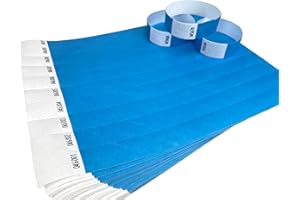 WRIST MAGIC STUDIO 100 Braccialetti Blu neon Braccialetti di identificazione Tyvek per eventi, sicurezza, feste, festival