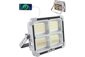 150W Foco LED Recargable Solar, Tayire Bateria Foco de Exterior 6 Modos Portátil 11000mAh Luz de Trabajo LED Bateria, Impermeable Lampara Camping para Camping, Trabajo, Pesca (Grey)