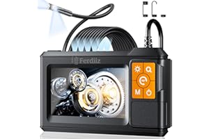 Ferdiiz Endoscopio Industriale HD 1920P, Telecamera Endoscopica Digitale Doppie Lenti Con 8+1 Luci LED Regolabili, Endoscopio IPS da 4,3", Telecamera Ispezione Impermeabile IP67, Cavo Semirigido 5M