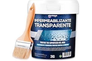 Plantawa Impermeabilizante Transparente 2kg | Revestimiento impermeable definitivo, Genera Película Protectora, Resistente al Agua y Humedad, Revestimiento Impermeable para Interiores y Exteriores