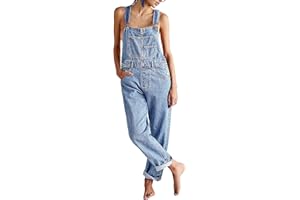 YILEEGOO Denim Jumpsuits for Women Straight Leg Stretch Jeans Dungarees Bib Overalls Regular Fit with Adjustable Straps
