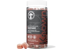 KNOWN Bonbons savoureux Shiitake – 1000mg de champignon Shiitake, zinc – Cheveux, peau & ongles – Saveur cerise – 60 gummies véganes, 1 mois