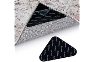 AFIODA 16 Pcs Anti-Slip Rug Grippers for Carpet, Black Rounded-Triangle Reusable & Washable Anti Curling Rug Pads, Non-Slip Underlay Stickers for Wooden, Laminate, Tile, Marble & Hard Floors