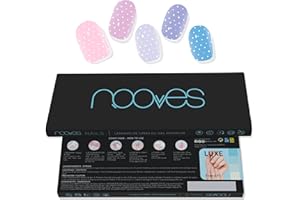 NOOVES - Láminas de Gel para Uñas|Happy Polka - Multicolor 20 uds, Uñas de Gel Semicuradas Premium, Gel Nail Stickers,Pegatinas Uñas de Gel, Incluye 1 Lima de Uñas y 1 Palito de Naranjo, Vegano