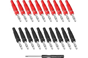 TAIHOBO 20 Stück Bananenstecker 4mm, Vernickelt Kunststoff Bananenstecker Lautsprecher, Isoliert Lautsprecherkabel Bananenstecker, Lötfrei Bananenstecker Buchse mit Schraubendreher, für Kabel Boxen