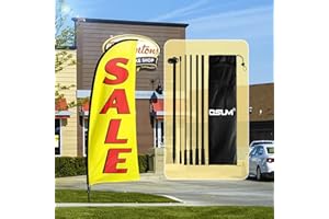 QSUM Sale Swooper Flag, 7FT Sale Banner Feather Flag with Pole Kit and Ground Spike, Sale Signs Advertising Flag for Businesses and Storefronts(Yellow)