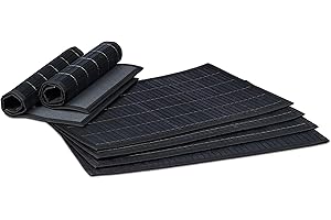 Relaxdays Conjunto de salvamanteles, Bambú, Negro, 30 x 45 cm, 6
