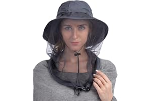 USHAKE Czapka z moskitierą, kapelusz safari kapelusz przeciwsłoneczny z ukrytą siatką od owadów