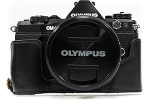 MegaGear Ever Ready - Media Funda de Piel para cámara Olympus OM-D E-M5 Mark II