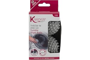 Kleeneze COMBO-5432 Tumble Dryer Balls - Set of 6 Reusable Washing Balls, Laundry Fabric Softener Roller, Reduce Creases/Wrinkles, Dry Clothes Faster, Soften Clothing, Non-Melting, Grey