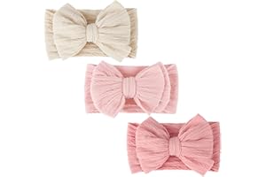 DRESHOW 3 Pack Girls Headbands Stretchy Nylon Headbands Handmade Hair Accessories for Newborn Infant Toddlers Kids