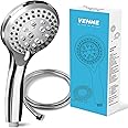VEHHE Alcachofa Ducha con Manguera 1,5 m, Boquilla de ducha cromo que aumenta la presión Spray con 5 modos Baño de ahorro de 
