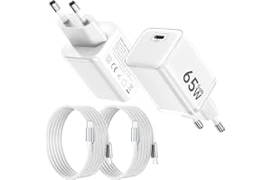 2Pack USB C laddare 65W,GaN USB C nätaggregat PPS snabbladdare för MacB00k Pro/Air,PD-laddare med 2M USBC laddningskabel för Phone 17ProMax/17, Galaxy, Pad Pro/Air,Laptop