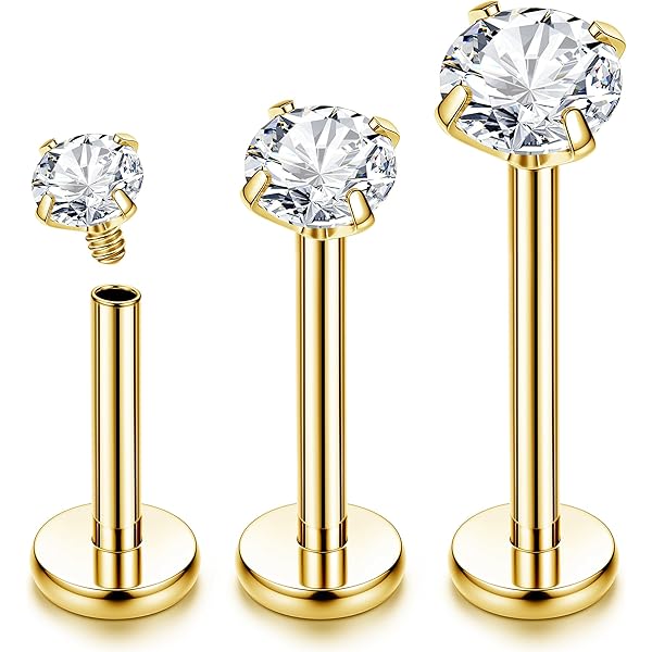 Massief Titanium Neus Stud Met Klein Kristalletje - 0.8 mm - 2 mm