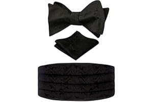 Alizeal Mens Classic Self-tied Adjustable Bow Tie, Cummerbund and Pocket Square Set