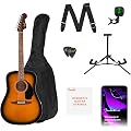 Fender California Debut Redondo - Kits de guitare acoustique pour débutants, 2-Tone Sunburst