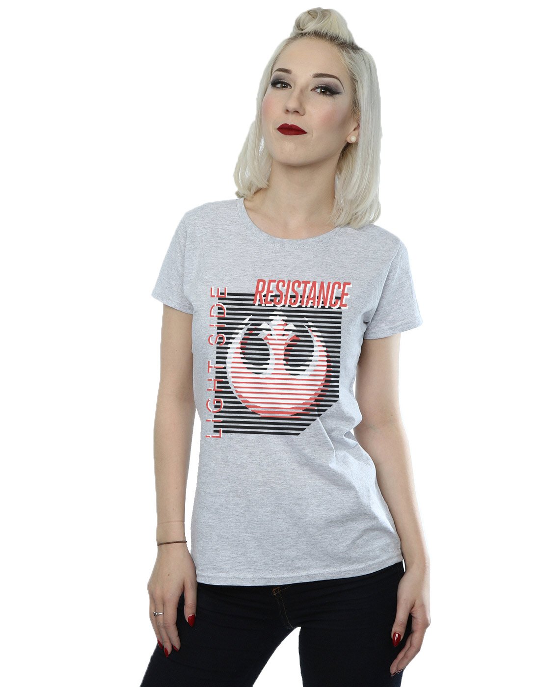 Star-Wars-Damen-The-Last-Jedi-Light-Side-T-Shirt-X-Large-Sport-Grey