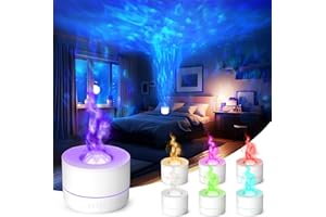 Charmofun Proyector Difusor Aceites Esenciales, Humidificador Aceites Esenciales con Luz LED 7 Colores, Difusor Aromaterapia Silencioso para Dormitorio Salón Oficina (Blanco)