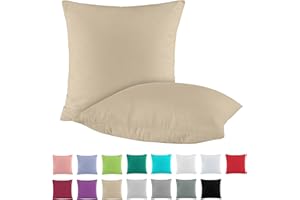 BaSaTex Doppelpack Baumwolle Renforcé Kissenbezug 40x40 | Kissenbezüge 100% Baumwolle | Kissenhüllen in Cappuccino Beige