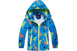 HZXVic – Imperméable pour enfant – Veste coupe vent pour garçon – Combinaison de pluie avec capuche – Motif dinosaure Bleu - 2-7 ans