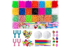 ONECK 6800 Loom Bands Kit with Loom Board, Kids Girls Elastic Bracelet Making Set for Starters with Hooks, Charms& Box