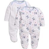 BABYGO Baby Boys & Baby Girls Cotton Full Sleeve Sleepsuit Pack of 2 | Newborn Infant Romper Jumpsuit with Snap Buttons | Sof