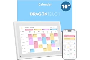 Dragon Touch Calendar, 10.1" Digital Calendar, Gift for Busy Families Scheduling, 2026 Family Wall Planner, 1080P Full HD Interactive Touchscreen, Smart Chore Chart and Home Organization, UK Adapter