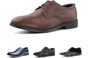 Hitmars Zapatos Vestir Hombres Oxford Cuero Artificial Cordones Derby Calzado Hombre Formal Comercio Zapatos Traje Clásico Negro Azul Marrón Caqui EU37-EU48