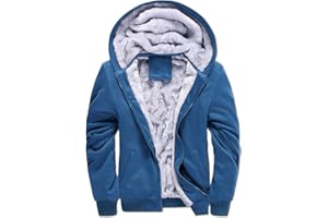 VSUSN Uomo Felpa con Cappuccio Manica Lunga Felpe con Cappuccio Vello Foderato Hoodies con Cerniera Cappotto Giacca Inverno Caldo