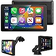 Wireless Apple CarPlay Android Auto Screen, 7 HD Portable Touch Screen Car Play GPS Navigation, Car Audio Receivers with Voice Control, Mirror Link, Bluetooth, Live Navigation, AUX, FM