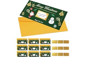 QESSUVNC 10 pcs Christmas Scratch Cards with Envelopes,Golden Ticket,Concert Ticket Gift,Personalised Surprise for Gifting, Party Games, Office Events & Family Celebrations