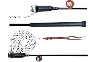 Nbrand JA Horse Kontaktstock Training mit Seil für die Bodenarbeit 100 cm 120 cm Reitstick Finesse-Stick Carrot Stick Horseman Stick (100 cm, schwarz)