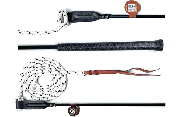 Nbrand JA Horse Bâton de contact d'entraînement avec corde pour le travail au sol 100 cm 120 cm Bâton d'équitation Finesse Stick Carrot Horseman Stick (100 cm, noir)