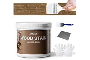 MOLLOR Teinture pour Bois 2 en 1, à Base d'Eau - Sans Primaire, Sans Finition Supplémentaire, Sèche Rapidement|Faible Odeur|Non Toxique - Idéale pour meubles int./ext. (473ml, Naturel avec outils)